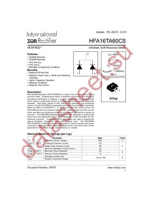 HFA16TA60CSTRR datasheet  